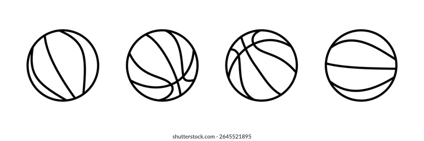 Ícone de basquete definido. Ícone de bola de basquete. Ícone de vetor do logotipo do basquete