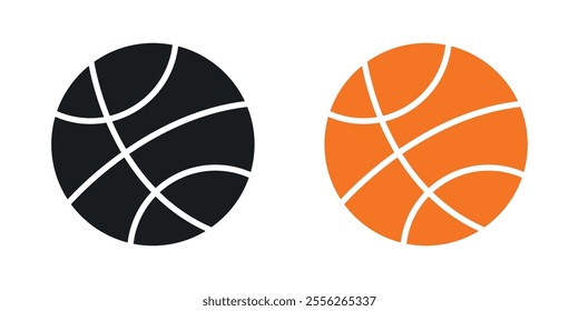 Basketball icon set in black and colored versions.