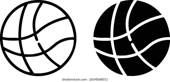 Basketball Icon Set Black White Outline Silhouette Vector Ball Sport Game Illustration