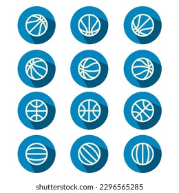 Basketball icon set with color and shadow, vector, Illustration