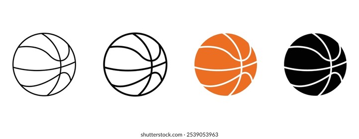 Basketball icon set in flat and line style. Basketball logo vector icon. Basket ball symbol,