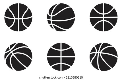 Basketball icon set in flat style. Sport balls. Vector illustration