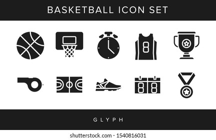 Basketball icon set glyph style for your design. vector icons
