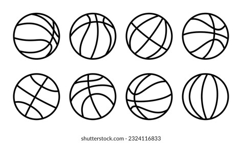 Basketball icon set illustration. Basketball ball sign and symbol