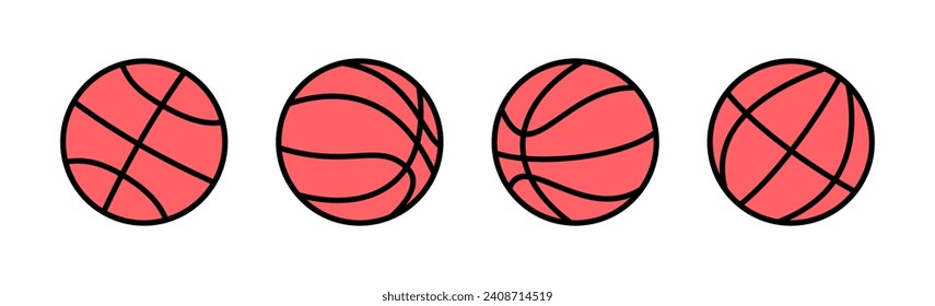 Basketball icon set illustration. Basketball ball sign and symbol