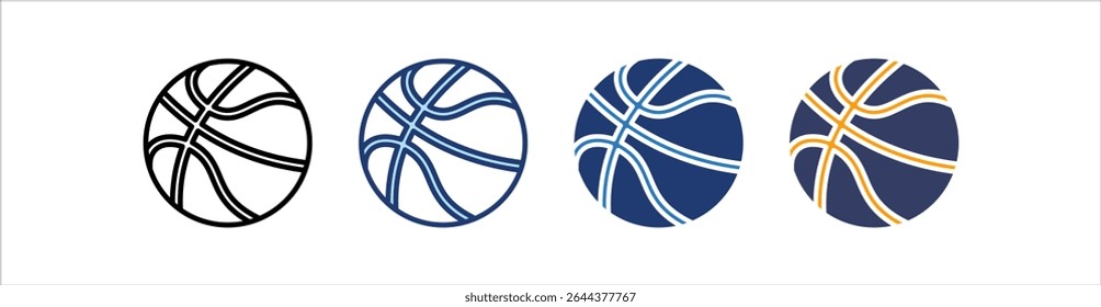 Basketball Icon Set Multiple Style Collection
