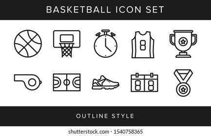 Basketball icon set outline style for your design. vector icons