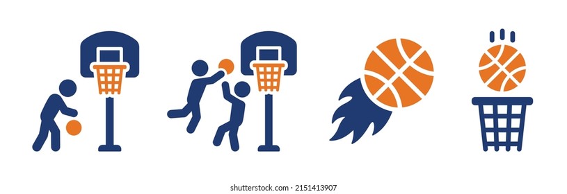 Basketball icon set. Basketball sport symbol vector illustration.