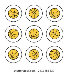 Basketball Symbol-Set Vektor. Basketballzeichen und -zeichen