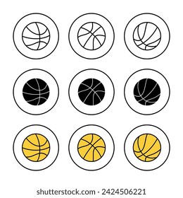 Basketball icon set vector. Basketball ball sign and symbol