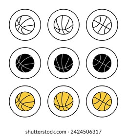 Basketball icon set vector. Basketball ball sign and symbol