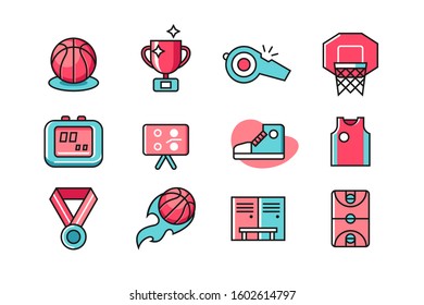 Basketball icon set vector design