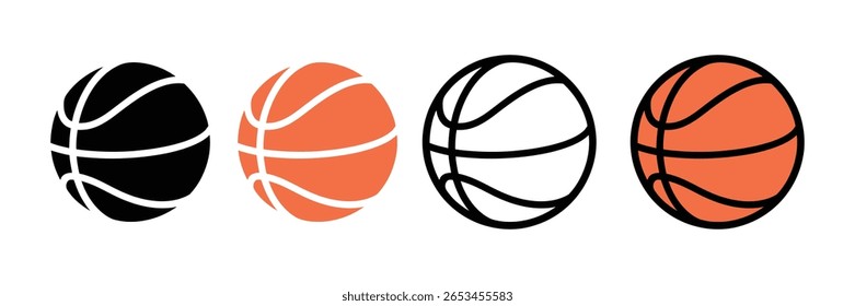 basketball icon set vector isolated on white background