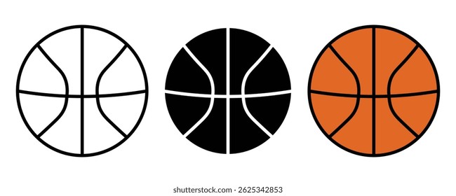 Icono de baloncesto conjunto Vector sobre fondo blanco. Elemento de diseño deportivo Ilustración vectorial