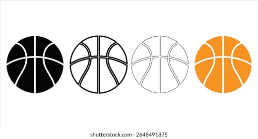 basketball icon set vector silhouette on white background.