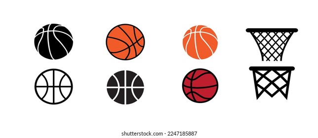 basketball icon set vector,isolated on white background