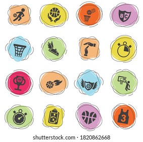 basketball icon set web icons for user interface design