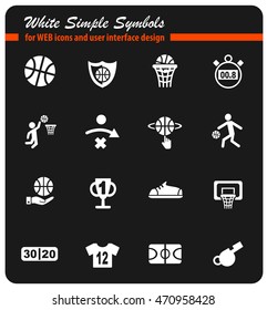 basketball icon set web icons for user interface design