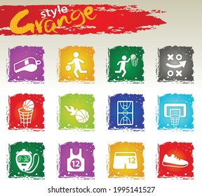 Basketball icon set for your design. Grange icons style