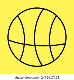 basketball icon simple, line vector isolated on yellow background. trendy and modern design