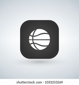 Basketball icon vector black app button with shadow.