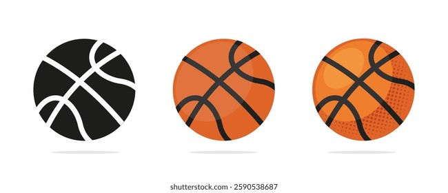 Basketball Icon Vector Flat Set