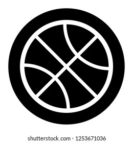 Basketball icon vector on black circle. White background