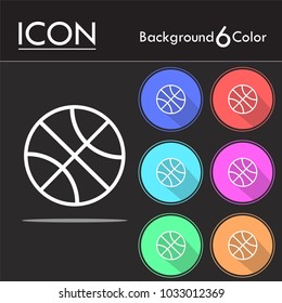 Basketball icon vector ,outline basketball icon vector on six color background.