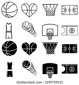 Basketball icon vector set. Streetball illustration sign collection. Sport symbol or logo.