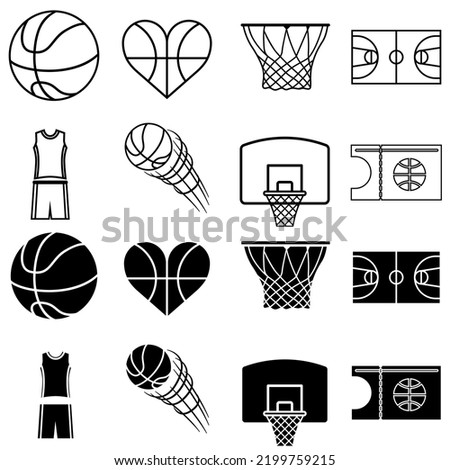 Basketball icon vector set. Streetball illustration sign collection. Sport symbol or logo.
