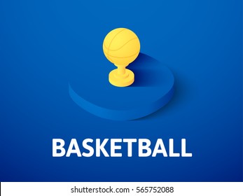 Basketball icon, vector symbol in flat isometric style isolated on color background
