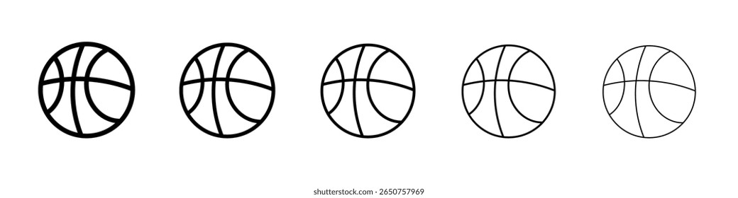basketball icon vector thin outline style sign
