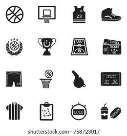 Basketball Icons. Black Flat Design. Vector Illustration. 