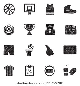 Basketball Icons. Black Scribble Design. Vector Illustration.
