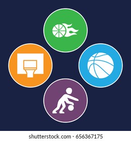Basketball icons set. set of 4 basketball filled icons such as