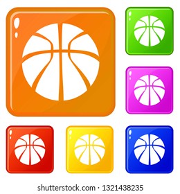 Basketball icons set collection vector 6 color isolated on white background