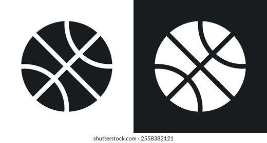Basketball icons in solid black and white colors