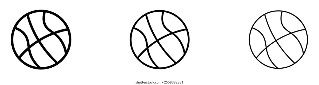 Basketball icons in tree different stroke sizes