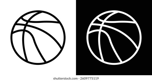 Basketball icons vector set in stroke line style