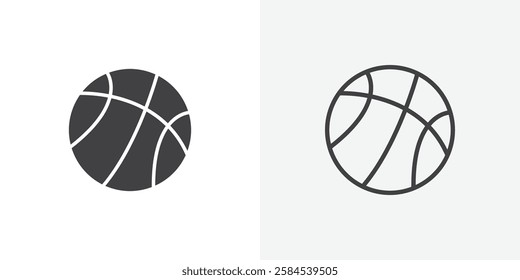 Basketball icons vectors illustrations in black fill and liner versions