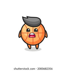 basketball illustration with apologizing expression, saying I am sorry , cute style design for t shirt, sticker, logo element
