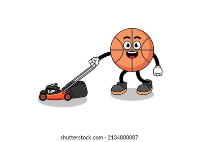 basketball illustration cartoon holding lawn mower , character design