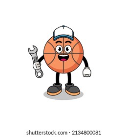 basketball illustration cartoon as a mechanic , character design