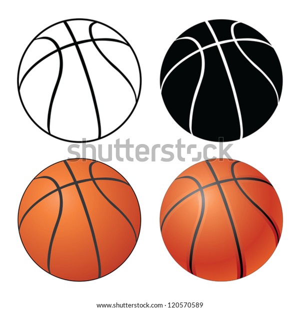バスケットボールは 単純な白黒から複雑なフルカラーまで 4種類のバスケットボールのイラストです のベクター画像素材 ロイヤリティフリー