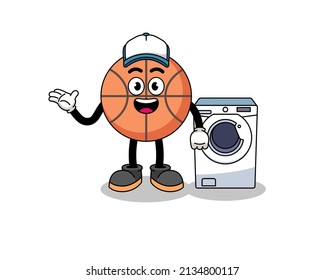basketball illustration as a laundry man , character design