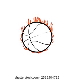 
Basketball Illustration with red fire