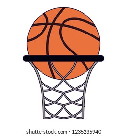 Basketball inside basket