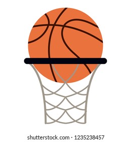 Basketball inside basket