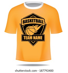 Basketball insignia tee EPS 10 vector, grouped for easy editing. No open shapes or paths.