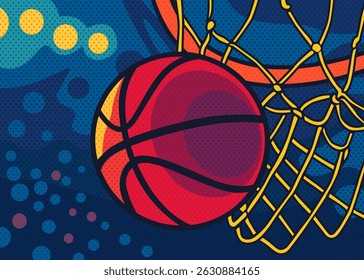 basketball into the basket illustration pop art designs illustration vector art